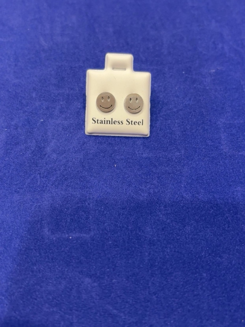 Stainless Steel Smiley Face Stud Earrings - Silver